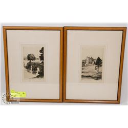 PAIR OF FRAMED ORIGINAL ETCHINGS 1930 BY A. SIMES.