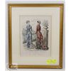 Image 1 : FRAMED STEEL ENGRAVED HAND COLORED FASHION PRINT