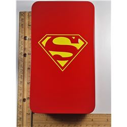 6)  SUPERMAN TIN FILLED WITH 120 LAPEL PINS