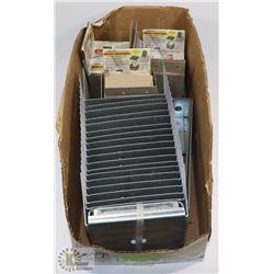 BOX OF NEW ASSORTED POST ANCHORS & ETC.