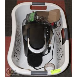 LAUNDRY BASKET WITH KEURIG MACHINE AND PODS