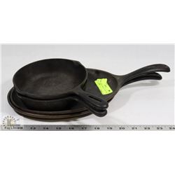 2 CAST IRON 10" SKILLET & 2 CAST 6" FRY PANS