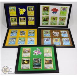 LOT OF 5 POKÉMON FRAMED CARD PICTURES.