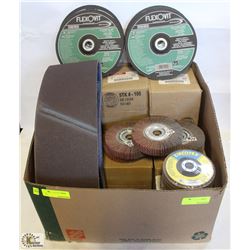 LARGE BOX WITH ASSORTED ABRASIVE FLAP-WHEELS &