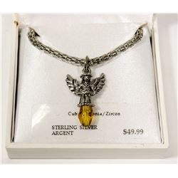 NEW  STERLING SILVER/ZIRCONIA  ANGEL NECKLACE