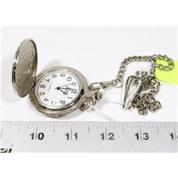 SILVER TONE HUNTER CASE 17 JEWEL POCKET WATCH