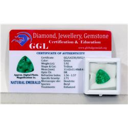 #4-NATURAL GREEN EMERALD LOOSE GEMSTONE 5.92CT