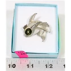 VINTAGE ESTATE KOI BROOCH WITH A CRYSTAL EYE