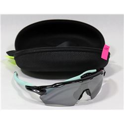 GENUINE OAKLEY BLACK & AQUA SUNGLASSES WITH CASE