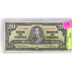 1937 CANADIAN $20 BILL