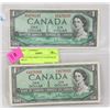 Image 1 : LOT OF TWO 1954 CANADA $1 BILLS