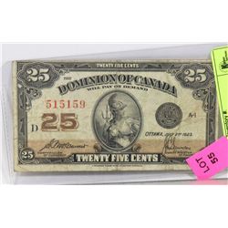 1923 CANADIAN SHINPLASTER