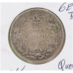 1919 CANADIAN SILVER EDVII 25 CENT COIN