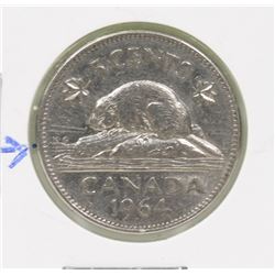 SCARCE 1964 EXTRA WATERLINE VARIETY 5 CENT COIN