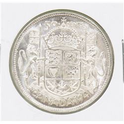 1941 CANADIAN GVI SILVER 50 CENT COIN