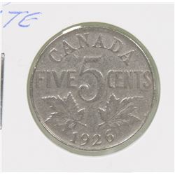 KEY DATE 1926 CANADIAN GV 5 CENT COIN