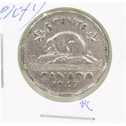 SCARCE 1947 DOT VARIETY 5 CENT COIN