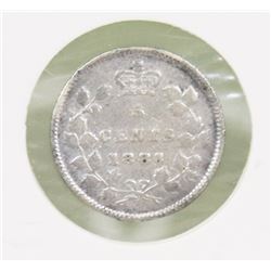 1886 SMALL 6 QUEEN VIC 5 CENT COIN