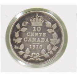 1913 CANADIAN GV 10 CENT COIN