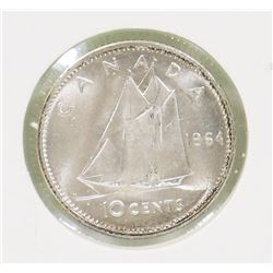GEM UNC 1964 CANADIAN QEII 10 CENT COIN