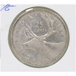 KEY DATE 1948 CANADIAN GVI 25 CENT COIN