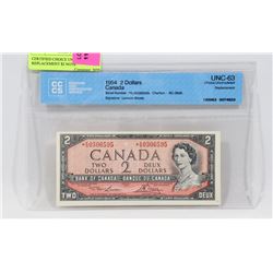 CERTIFIED CHOICE UNC 1954 K/G REPLACEMENT $2 NOTE