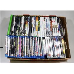 FLAT OF ASSORTED BLU RAY DVDS AND VIDEO GAMES