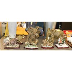 LOT OF 2 LARGE ELEPHANTS AND 6 SMALL ELEPHANT