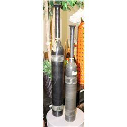 PAIR OF TALL SHOWHOME NARROW NECK BOTTLES.