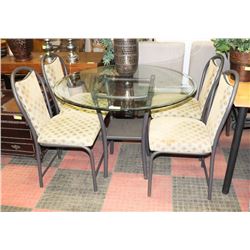 GLASS TOP DINING TABLE WITH 4 UPHOLSTERED