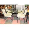 Image 1 : GLASS TOP DINING TABLE WITH 4 UPHOLSTERED