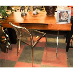 WOOD SHOWHOME DESK WITH CHROME LEGS &
