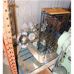 PALLET WITH WINE RACK, CD RACK, DISPLAY CEILING