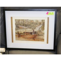 FRAMED MERIDITH EVANS FORT EDMONTON YORK BOATS