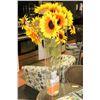 Image 1 : TALL GLASS SHOWHOME VASE WITH SUNFLOWERS