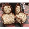 Image 1 : 2 VINTAGE AND CARVED STYLE UPHOLSTERED CHAIRS