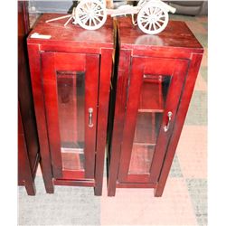 SET OF 2  CHERRY COLORED CURIO CABINETS WITH