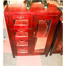 CHERRY CABINET WITH DROP DOWN DOORS AND DOOR