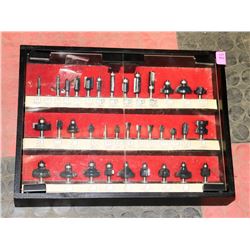 LARGE SET OF ROUTER BITS IN CASE