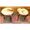 Image 1 : 2 VINTAGE AND CARVED STYLE MARBLE TOP END TABLES