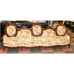 VINTAGE AND CARVED STYLE 4 SEATER UPHOLSTERED