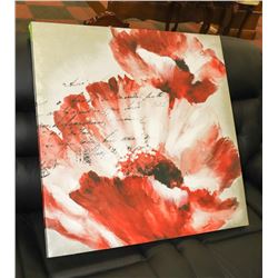 RED AND WHITE SHOWHOME CANVAS FLORAL WALL ART