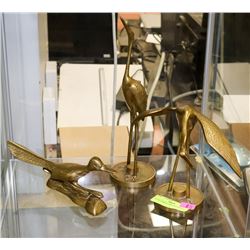 SET OF 3 BRASS BIRD ORNAMENTS