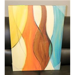 SIGNED ABSTRACT CANVAS WALL ART 59" X 20"