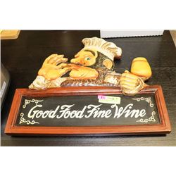NOVELTY BAR HANGING "GOOD FOOD FINE WINE" -