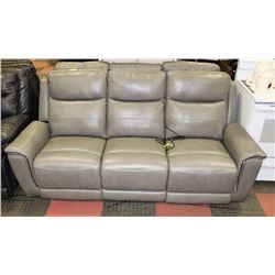 LIGHT GREY LEATHERETTE ELECTRIC RECLINING 84" SOFA