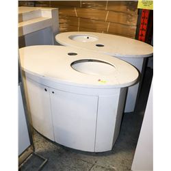 PAIR OF OVAL WORK STATIONS WITH SINKS (1 COUNTER