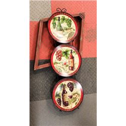 WOOD DIAMOND SHAPE HANGING FRAME WITH 3PC