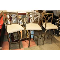 LOT OF 3 SWIVEL BAR STOOLS 34" SEAT 45" BACK