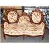 Image 1 : VINTAGE AND CARVED STYLE UPHOLSTERED LOVE SEAT